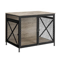 DWANTON Dog Crate Furniture 25" L Three-Door Wooden Dog Kennel Indoor Connectable Expansion Wooden Dog Crate Table for Small/Medium/Large Dog Dog House Dog Cage Large Greige