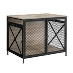 DWANTON Dog Crate Furniture 25" L Three-Door Wooden Dog Kennel Indoor Connectable Expansion Wooden Dog Crate Table for Small/Medium/Large Dog Dog House Dog Cage Large Greige